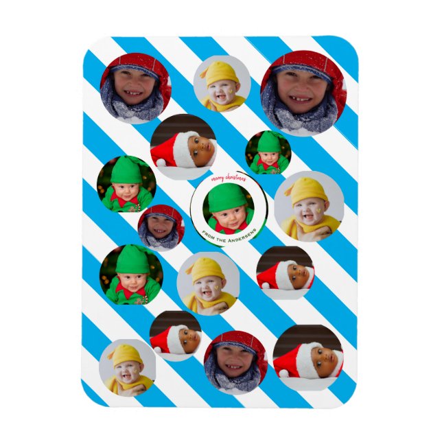 Individuelle Weihnachtsfeier mit vier Fotos 🎄 Wei Magnet (Vertikal)