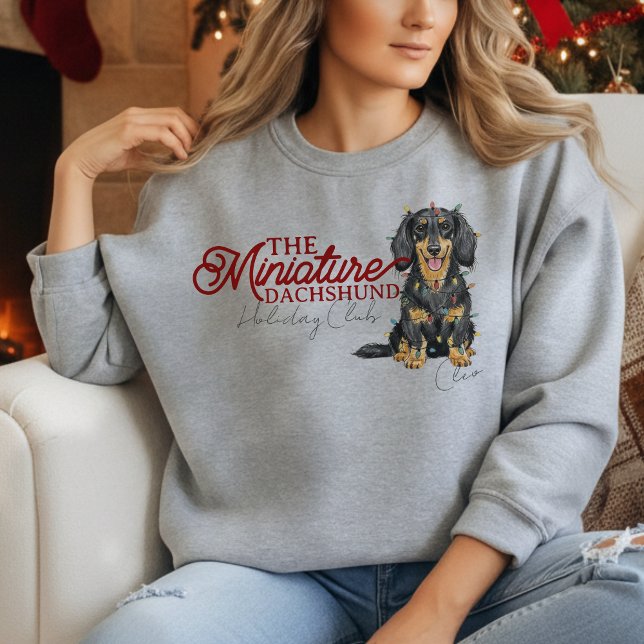 Individuelle Weihnachtsfeiertage Klub Minibar Dack Sweatshirt (Elevate your holiday shopping apparel with this Custom Christmas Miniature Dachshund sweatshirt!)