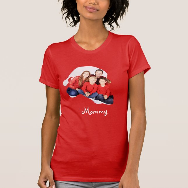 Individuelle Weihnachtsmannmütze Foto Weihnachtsfa T-Shirt (Vorderseite)