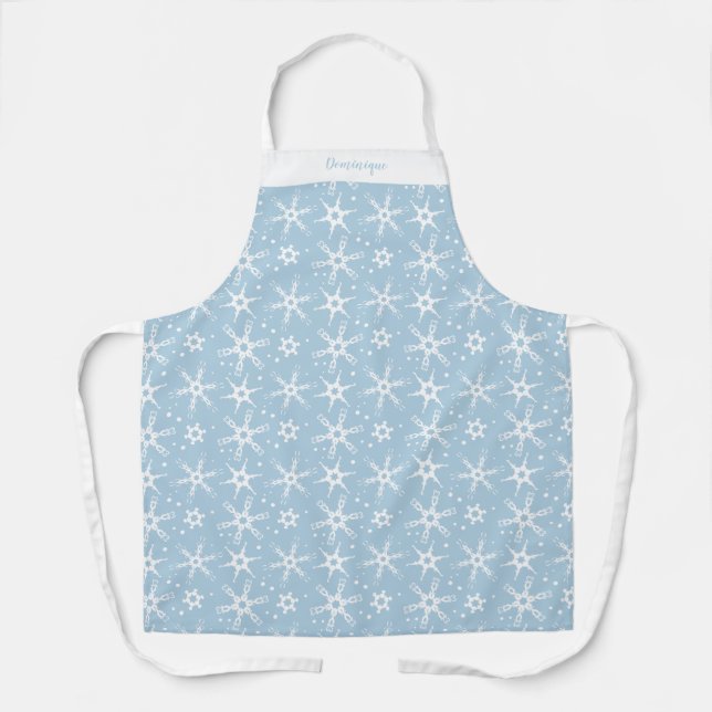 Individuelle Winter Snowflake All-over Print-Schür Schürze (Vorderseite)