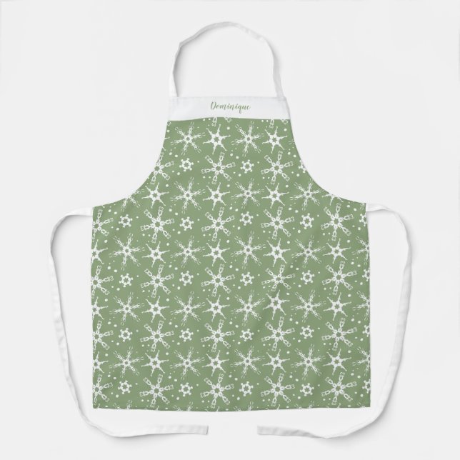 Individuelle Winter Snowflake All-over Print-Schür Schürze (Vorderseite)