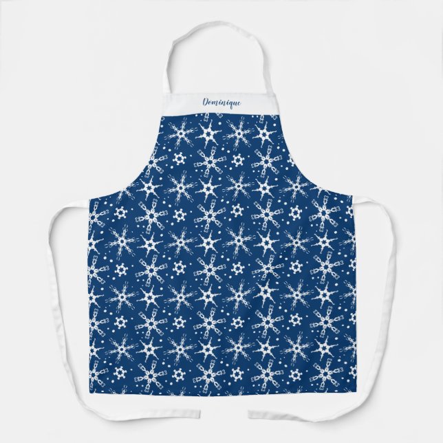 Individuelle Winter Snowflake All-over Print-Schür Schürze (Vorderseite)