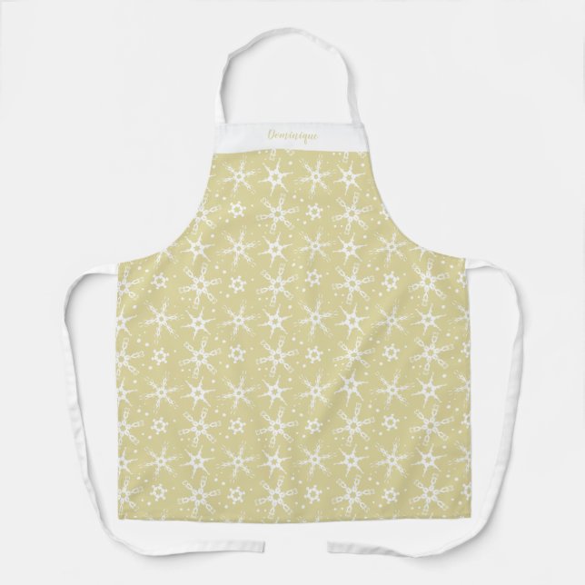 Individuelle Winter Snowflake All-over Print-Schür Schürze (Vorderseite)
