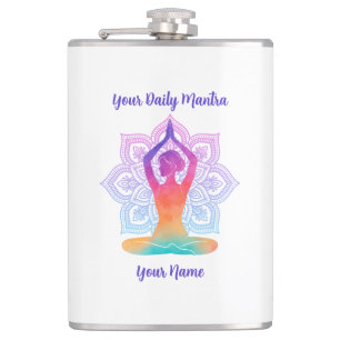 Individuelle Yoga-Flasche mit Namen und Mantra Flachmann
