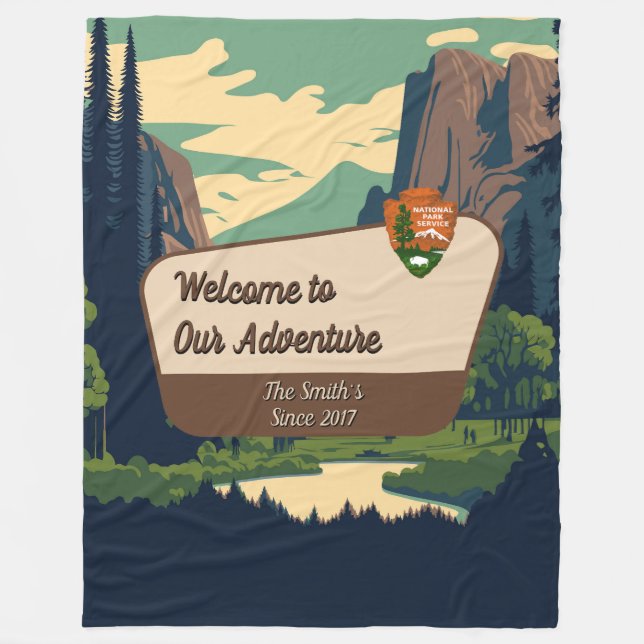 Individuelle Yosemite Valley Familien-Camping-Aben Fleecedecke (Vorderseite)