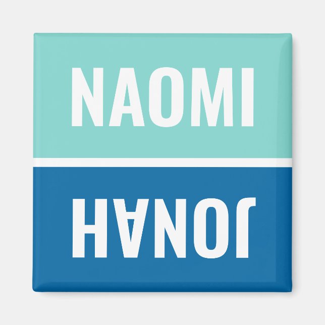 Individuellen Namen Aqua und Cobalt Blue Geschirrs Magnet (Vorne)