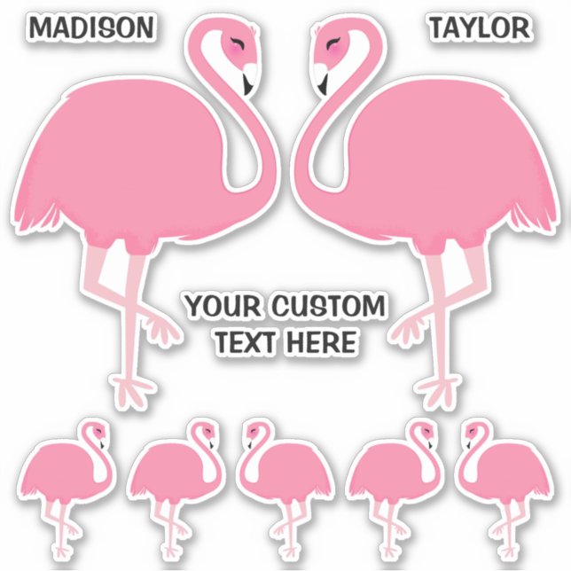 Individuellen Namen Flamingos-Aufkleber Aufkleber (Vorderseite)
