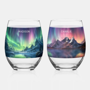 Individuellen Namens Aurora Borealis Weinglas Ohne Stiel