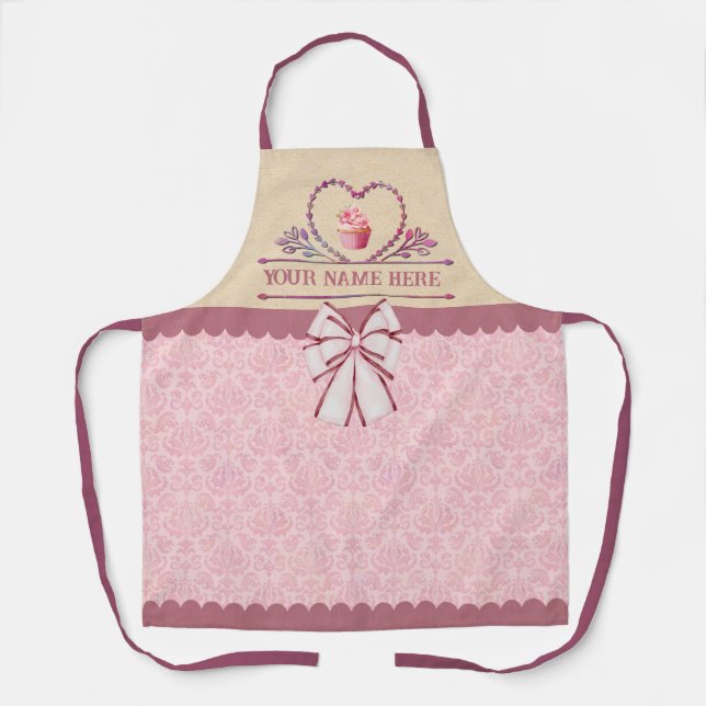 Individuellen Namens Küche Rosa Kuchen und elegant Schürze (Vorderseite)