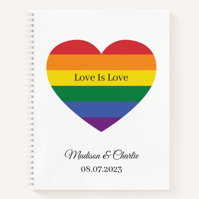 Individuellen Namens Rainbow Heart Notizbuch (Vorderseite)