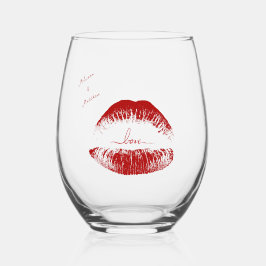 Individuellen Namens Red Lips Script Liebe Weinglas Ohne Stiel