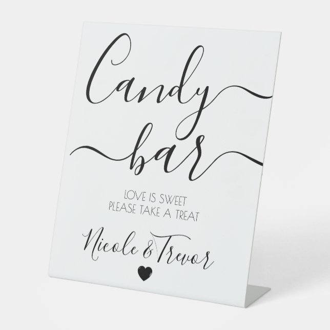 Individuellen Namens White Calligraphy Candy Bar Sockelschild (Vorderseite)