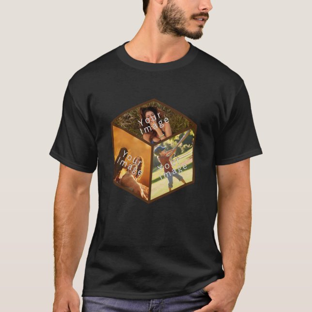 Individueller 3D-Bilderwürfel, Foto-Kollage in 3D T-Shirt (Vorderseite)