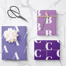 Individueller Anfänger-Monogramm-Letter in lila Fa Geschenkpapier Set