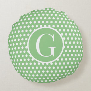 Individueller Anfangsbuchstabe Polka Dot Light Gre Rundes Kissen