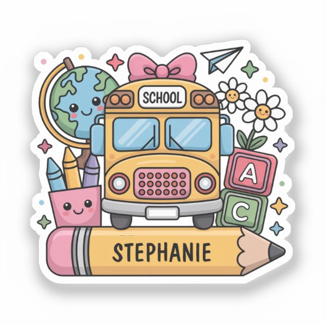 Individueller Back-to-School-Bus - Individualisier Aufkleber (Vorderseite)