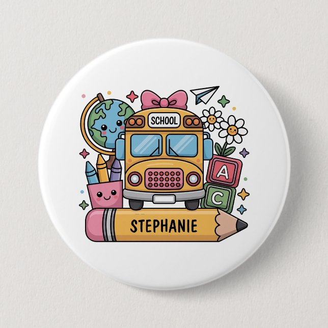 Individueller Back-to-School-Bus - Individualisier Button (Vorderseite)