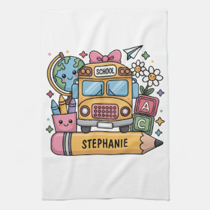 Individueller Back-to-School-Bus - Individualisier Geschirrtuch