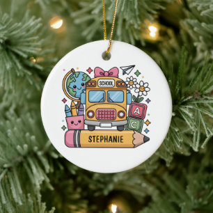 Individueller Back-to-School-Bus - Individualisier Keramik Ornament