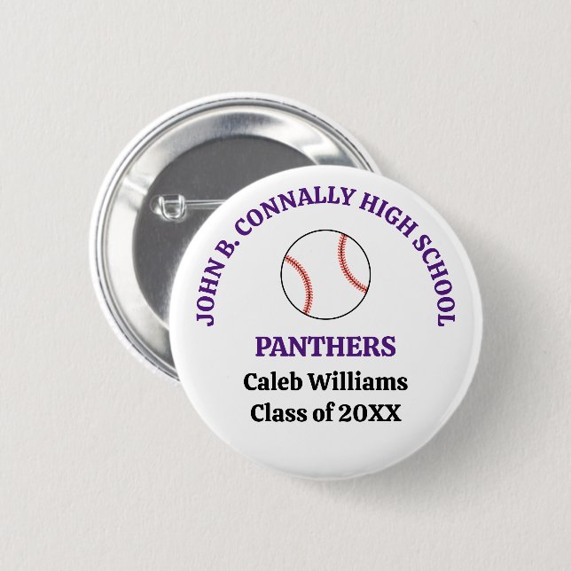 Individueller Baseballspieler der Purple High Scho Button (Vorne & Hinten)