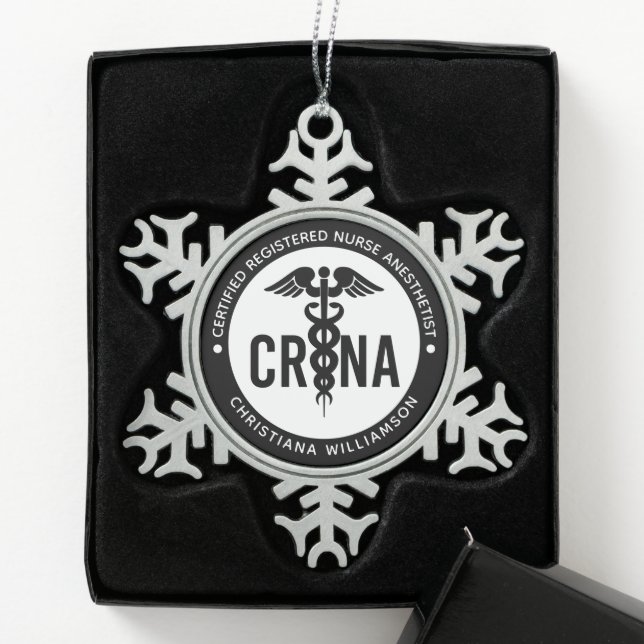 Individueller CRNA zertifizierter Krankenpfleger Schneeflocken Zinn-Ornament (Box)