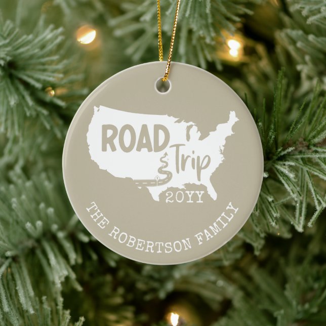Individueller Familienurlaub | Family Road Trip US Keramik Ornament (Baum)