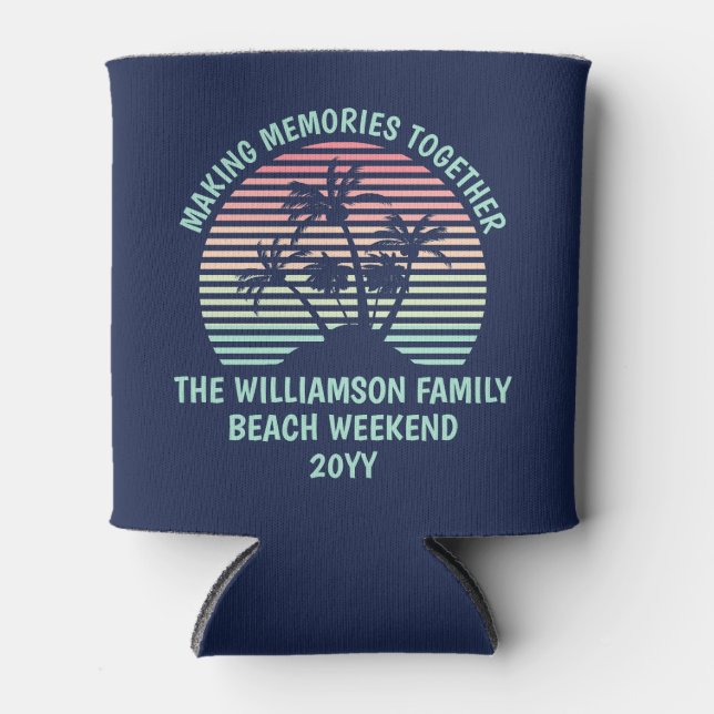 Individueller Familienurlaub Retro Tropical Beach  Dosenkühler (Vorderseite)