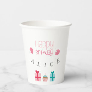 Individueller Glückwunsch zum Geburtstag Pappbecher