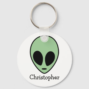 Individueller grüner Alien-Kopf  Schlüsselanhänger