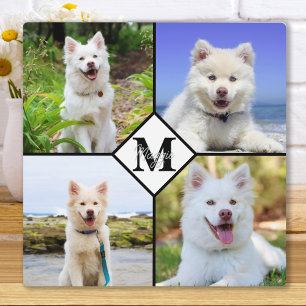 Individueller Hunde-Fotocollage mit Monogramm Fotoplatte