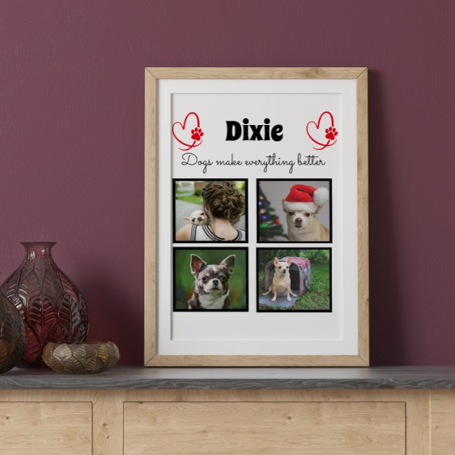 Individueller Hundeliebhaber 4 Foto Collage Fotoplatte (Von Creator hochgeladen)