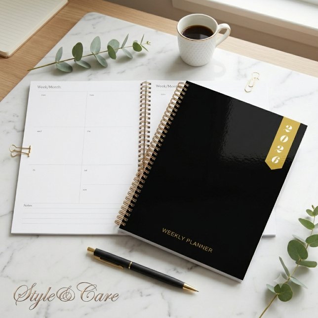 Individueller moderner Text Stilvoller WOCHENPLANE Planer (Custom Modern Text Stylish WEEKLY PLANNER)