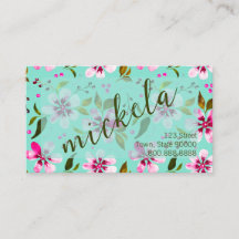 Individueller Name Aqua und rosa florale Wasserfar