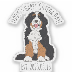 Individueller Name & Datum Bernedoodle Froher Gotc Aufkleber