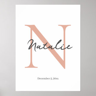 Individueller Name des Baby und Geburtsdatum Moder Poster