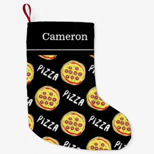 Individueller Name des Pizza-Muster-  Kleiner Weihnachtsstrumpf