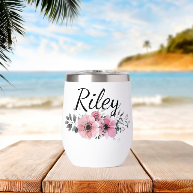 Individueller Name Florale Personalisierte Rosa Bl (Strand (gedreht))