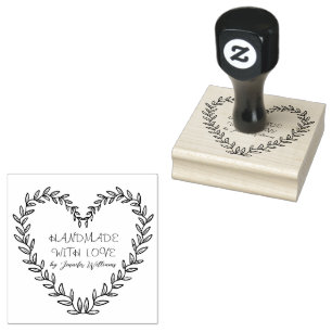 Individueller Name Handmade with Love Moderne Rust Gummistempel