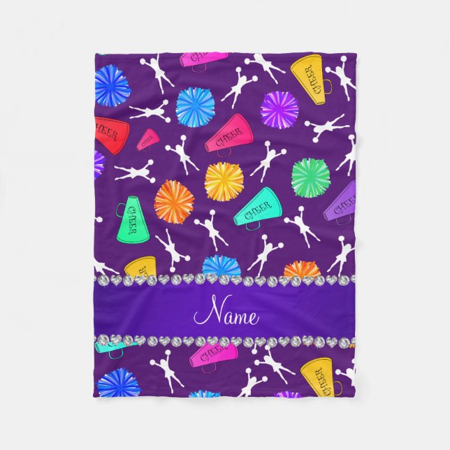 Individueller Name lila cheerleading Pompoms Fleecedecke (Vorderseite)