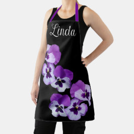 Individueller Name Linda hübsche lila Pansie Blume Schürze