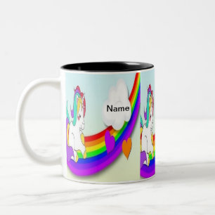 individueller Name niedliche Unicorn-Kaffee-Tasse Zweifarbige Tasse