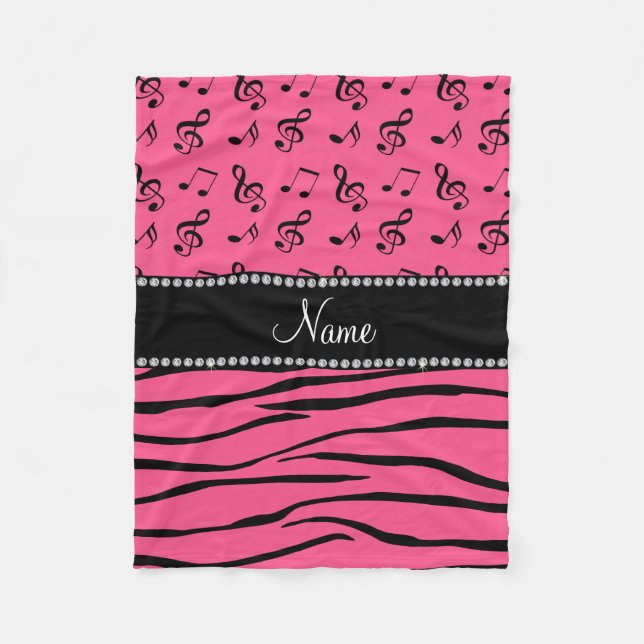 Individueller Name rosa Zebra stripes rosa Fleecedecke (Vorderseite)