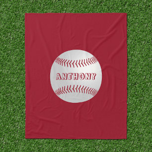Individueller Name trägt Thema-rote Baseball-Deck Fleecedecke