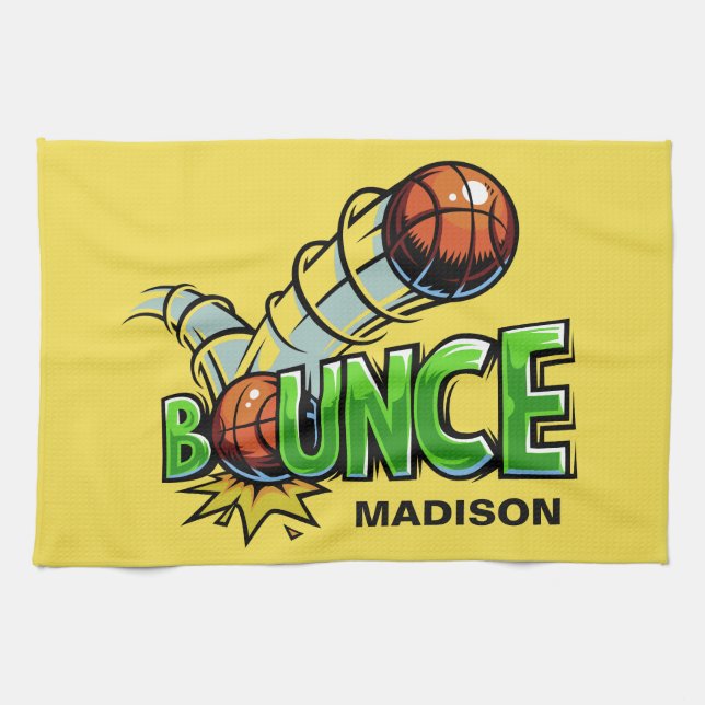 Individueller Name u. Farbeschlag Basketballtuch Geschirrtuch (Horizontal)