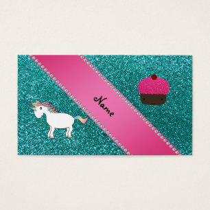 Individueller Name Unicornkuchen-Türkis-Glitter