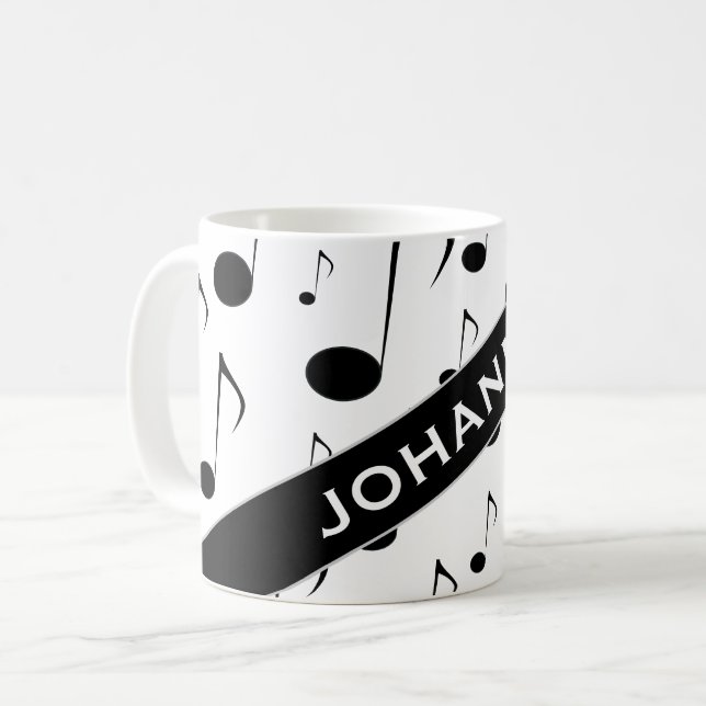 Individueller Name + Viele musikalischen Kaffeetasse (Vorderseite Links)