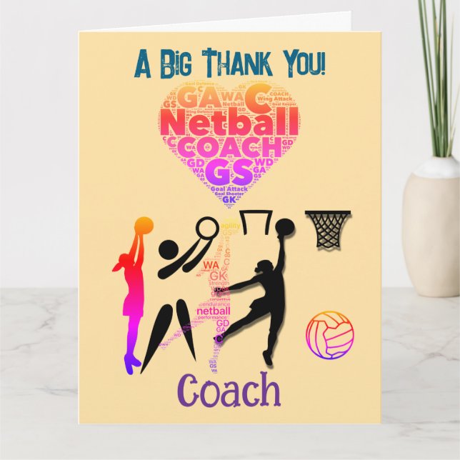 Individueller Netball-Trainer Dankeskarte (Vorderseite)
