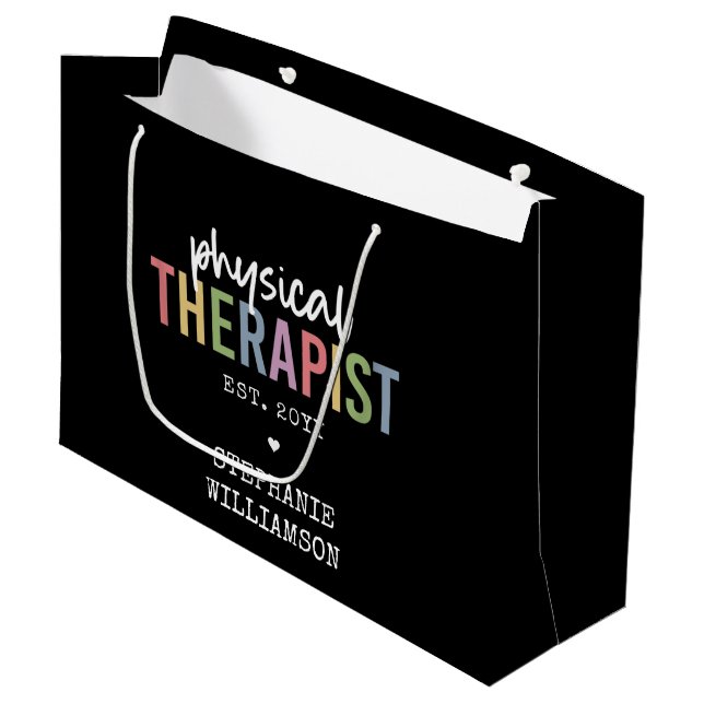 Individueller Physiotherapeut PT Abschluss Große Geschenktüte (Vorderseite Schrägansicht)