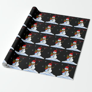 Individueller Schneemann auf Schnee und Schneefloc Geschenkpapier