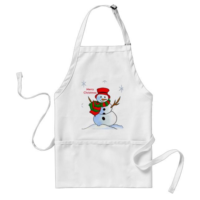 Individueller Schneemann auf Schnee und Schneefloc Schürze (Vorne)